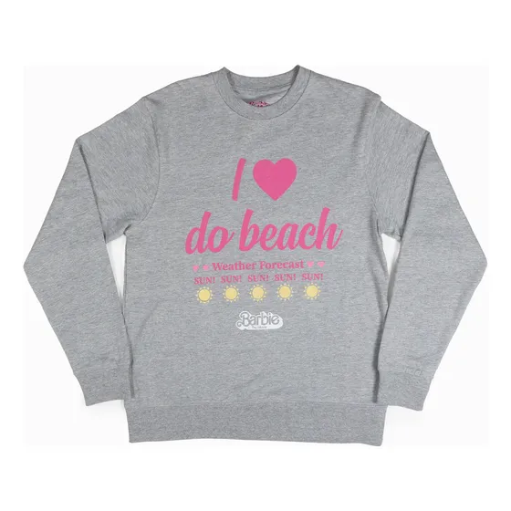 Poleron Mujer I Love Da Beach Gris Barbie