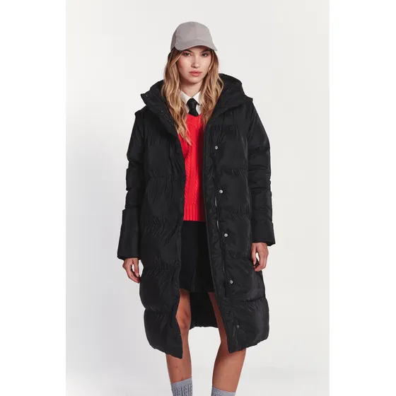 Campera Mujer Larga Inflada Parka Capucha Abrigo