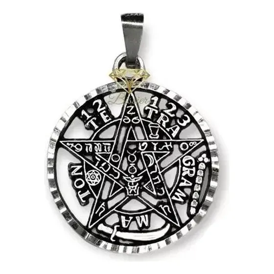 Dije Tetragramaton Curado Luna Llena 3 Cm Plata 925 Bissier Color Plateado