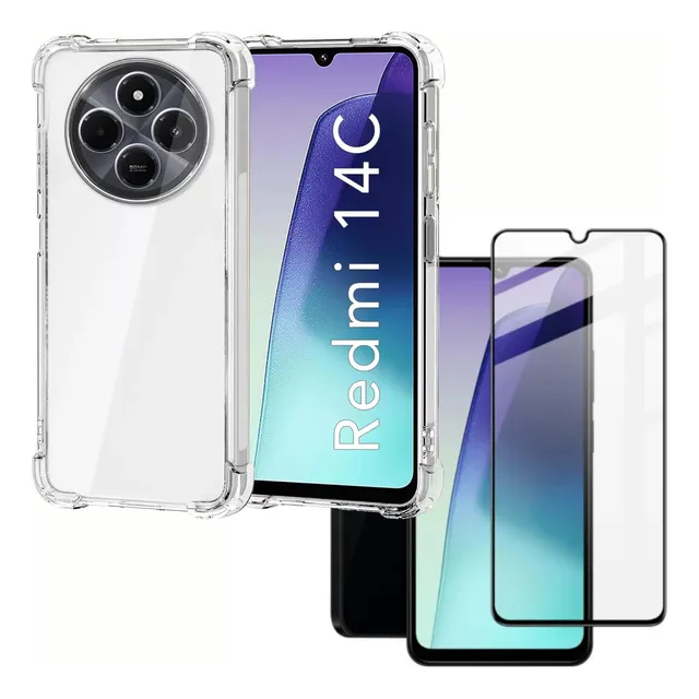 Funda Para Xiaomi Redmi 14c Protector Case + Vidrio Full