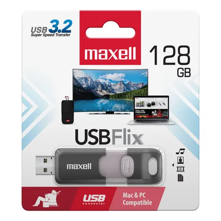 Pendrive Maxell Flix 128gb 3.2 Negro