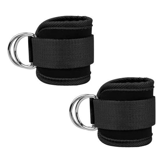 Par Tobilleras Para Polea Negra Enganche Gym Glúteos Vitafit