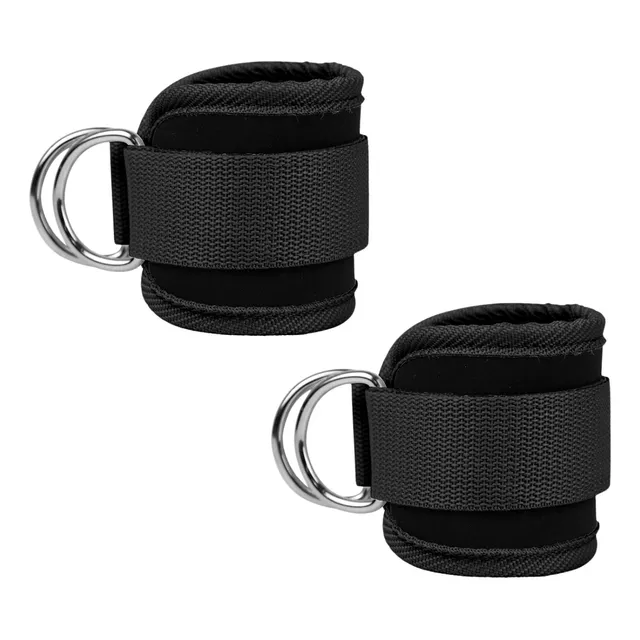 Par Tobilleras Para Polea Negra Enganche Gym Glúteos Vitafit