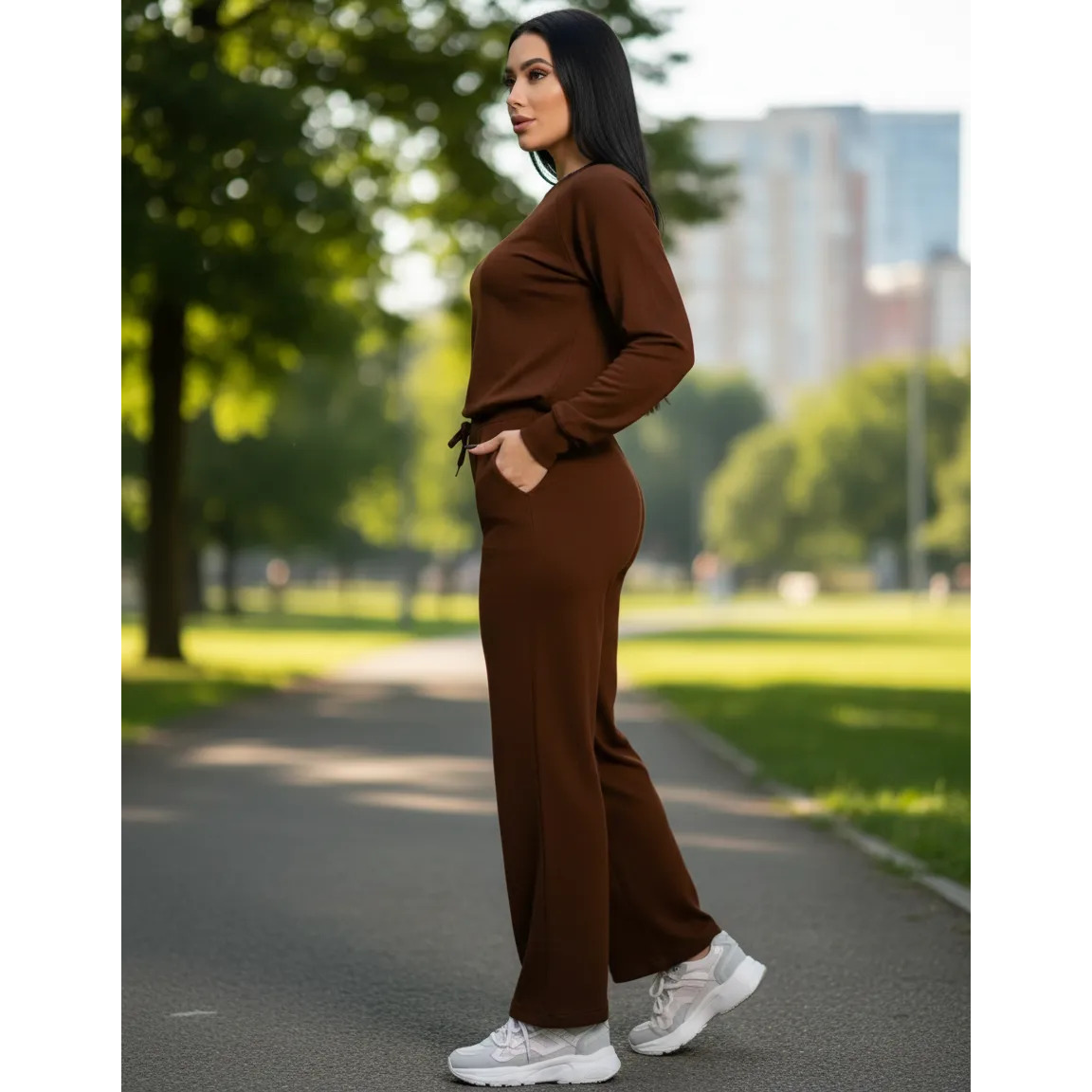 Conjunto feminino moletim com blusa de frio e calca GG