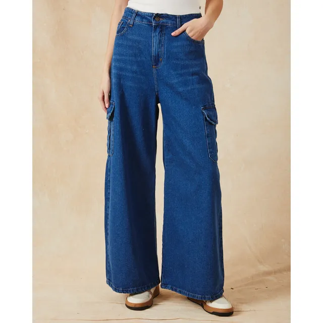 Jean Stewart Cargo Low Dark Blue Tina Wanama Oficial