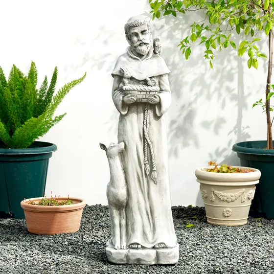 Estatua Religiosa Para Decoracion Jardin San Francisco Beige