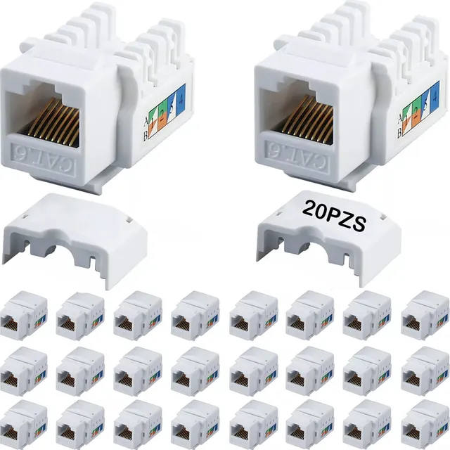 20pzs Conector Jack Rj45 Cat 6/5 Probado Cable Plug Rojo Utp
