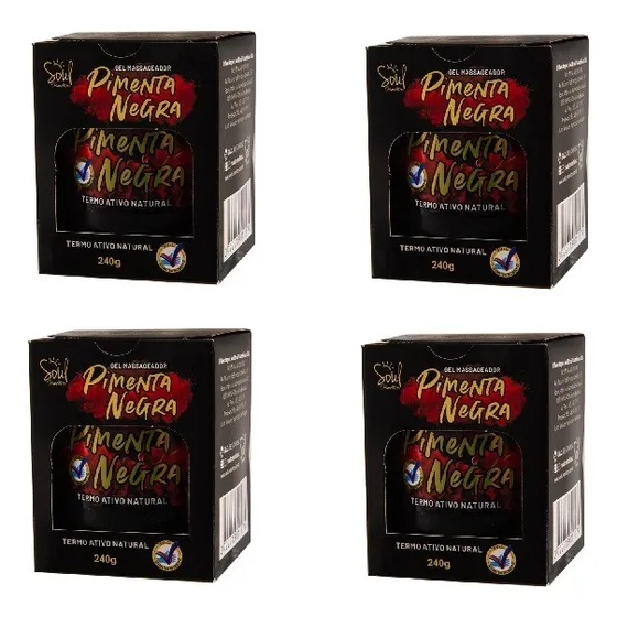 Kit Com 4 Uni Pomada Pimenta Negra- 240g- Soul Cosméticos