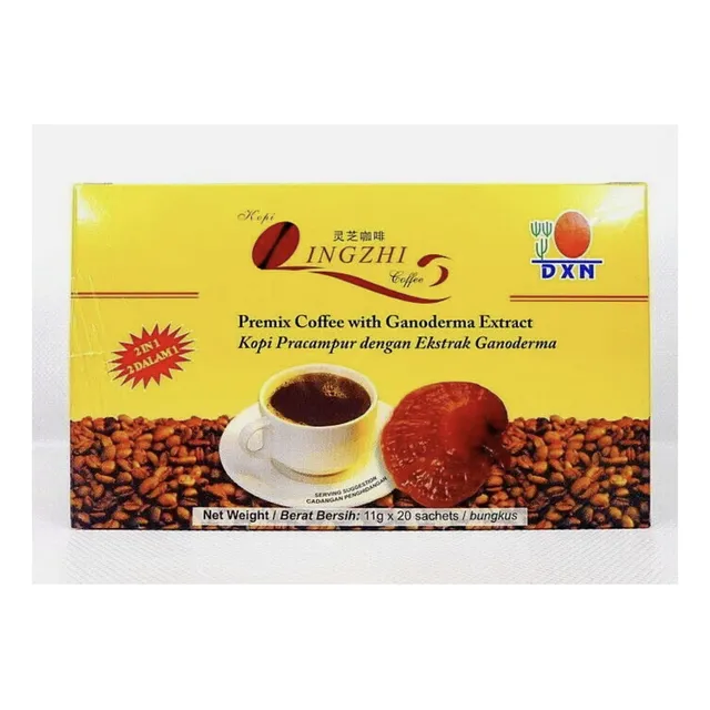 Café Orgánico Instantáneo Dxn Lingzhi 2 En 1 Con Ganoderma Sabor Intenso, Sin Azúcar, Energizante Natural, 100% Puro, Fácil De Preparar Producto Original Con Registro Invima - Caja Por 20 Sobres