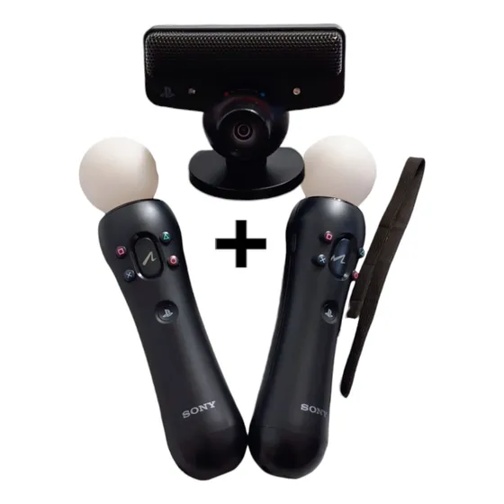 Combo Kit Move Ps3: Camara + 2 Control Move + Juego Fisico Negro