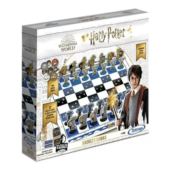 Jogo  Xadrez E Damas Harry Potter Em Madeira/plástico