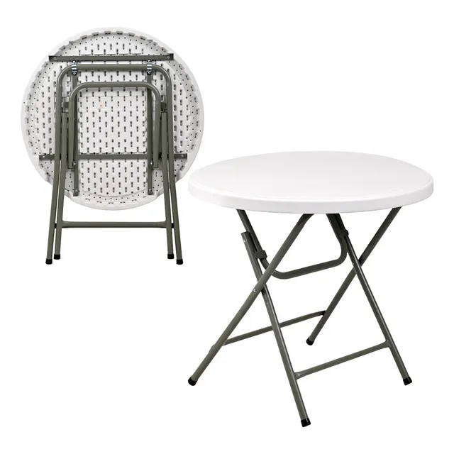 Tablon Mesa Plegable Redondo Exterior Jardín 80 Cm Eke Color Blanco