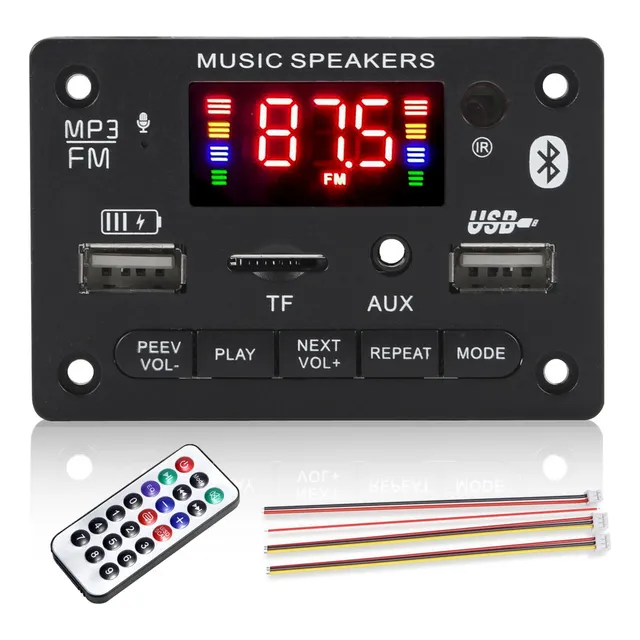 Modulo Rep Audio Bluetooth Mp3 Usb Aux Fm Microfono 5voltios