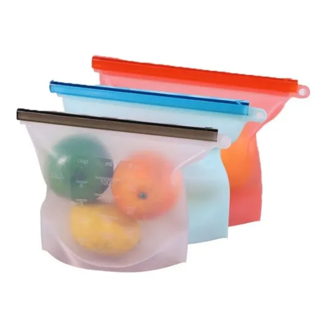 3 Bolsa De Silicona Reutilizable Hermética 1000ml