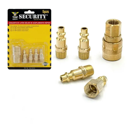Acoples Para Compresor 5 Piezas Bronce Security 