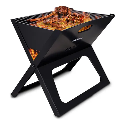 Asador De Carbon Parrilla Portatil Plegable Color Negro