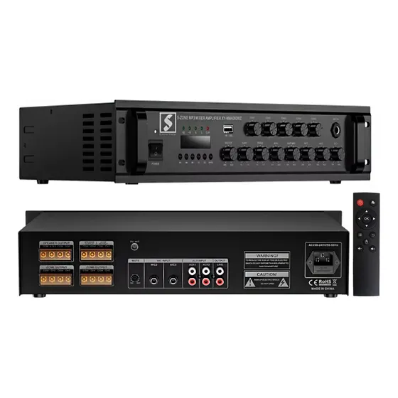 Amplificador Hilo Musical 5 Zonas 100v - 300w Bluetooth Usb