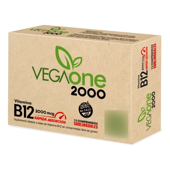 Vegaone 2000 Vitamina B12 X 15 Comprimidos Sublinguales Sabor Sin sabor