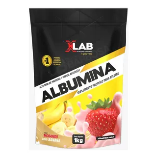 Albumina 1kg Xlab Sabores Sabor Morango C/ Banana Albumina 1kg Xlab Sabores Sabor Morango C/ Banana
