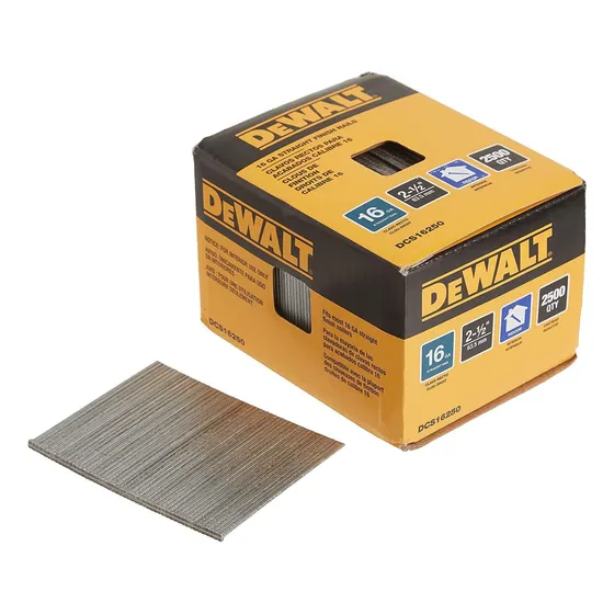 Dewalt Clavos De Acabado, 2-1/2 Pulgadas, 16ga, 2500 Unidades (paquete De 1) (dcs16250)