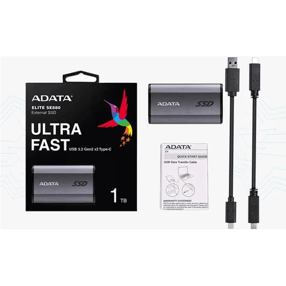 Disco Duro Ssd Externo Adata Se880 1tb De 2000 Mb/s Titanio
