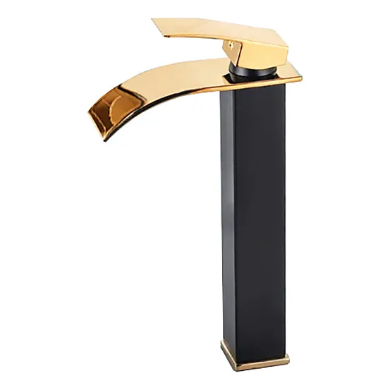 Mezclador Monomando Grifo Llave De Baño Cascada Negro Dorado Yesop