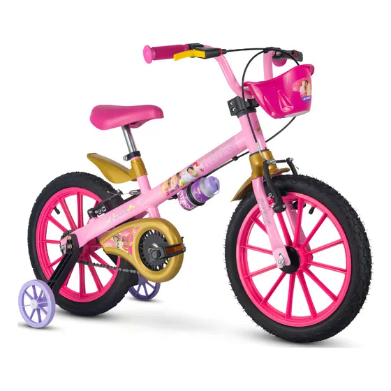 Bicicleta Infantil Nathor Aro 16 Princesas Disney Rosa