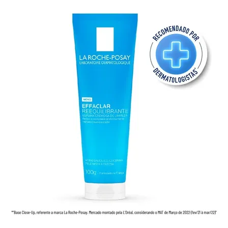 Espuma Cremosa De Limpeza Facial Antioleosidade Para Peles Mistas A Oleosas, Effaclar Reequilibrante La Roche-posay, 100g Todo Tipo De Pele Dia/noite