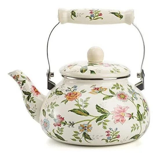 Tetera Esmaltada Vintage Jucoan De 2.6 Cuartos De Galón, Col