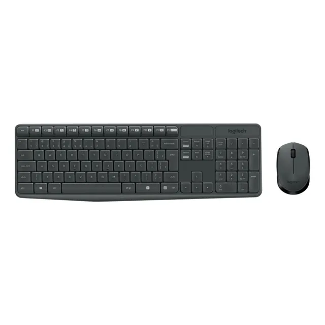 Kit De Teclado E Mouse Sem Fio Logitech Mk235 Teclado Grafite E Mouse Preto