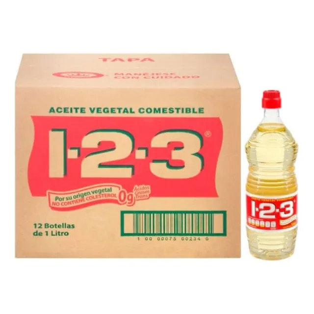 Aceite Vegetal 1-2-3 1caja Con 12 Pz De 1 Lt C/u