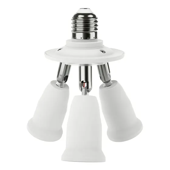 Adaptador Socket De Luz Para 3 Focos Triple Lampara Movil Color Blanco