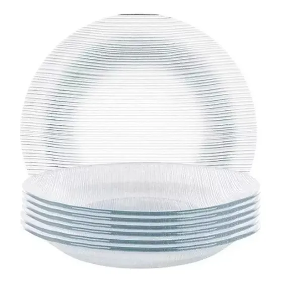 Jogo C/ 6 Pratos Fundo Diamante Duralex 22cm Vidro Nadir