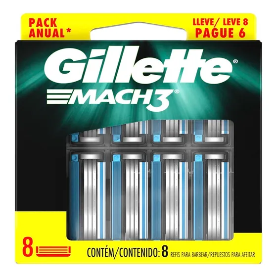 Repuesto Máquina De Afeitar Mach3 Gillette Pack X8.