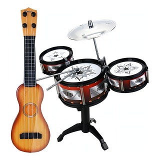 Conjunto De Batería De Jazz Para Niños + Guitarra De Ukelele Conjunto De Batería De Jazz Para Niños + Guitarra De Ukelele