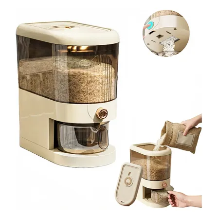 Dispenser De Arroz 5kg C/ Copo Medidor | Vedação Hermética Creme