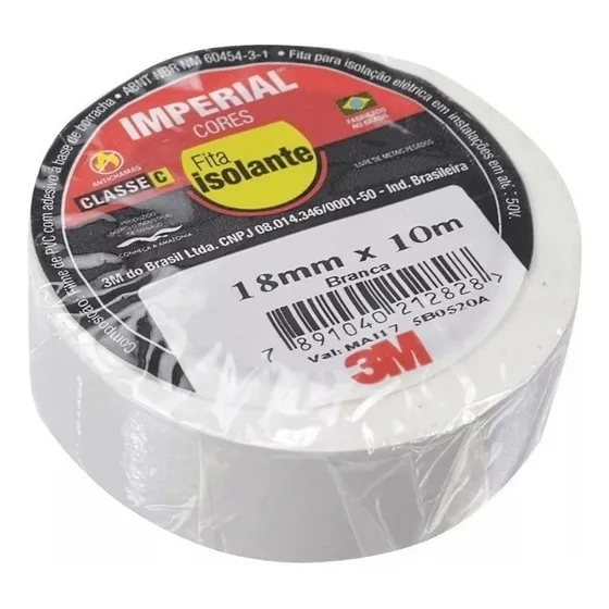 Fita Isolante Imperial Branca 18x10m 3m C/ 10 Unidades