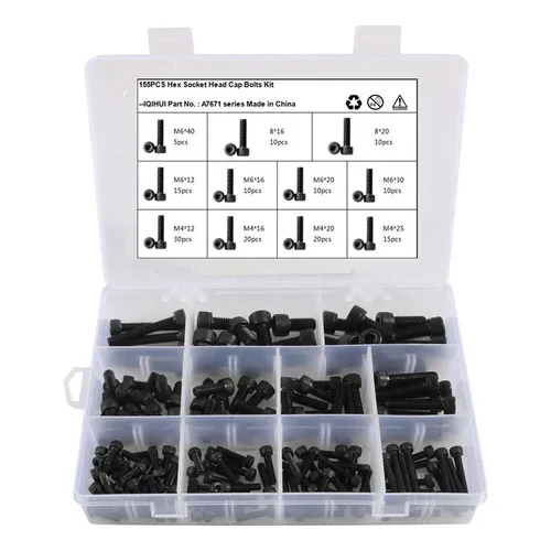 Juego De 155 Tornillos De Cabeza Tipo Casquillo Con Cabeza T