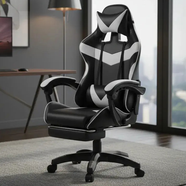 Cadeira De Escritório Gamer Nitro Ergonômica Estofado Couro Sintético Reclinável Altura Ajustável Apoio Para Pés Cor Branco Luvinco Cadeira De Escritório Gamer Nitro Ergonômica Estofado Couro Sintético Reclinável Altura Ajustável Apoio Para Pés Cor Branco Luvinco