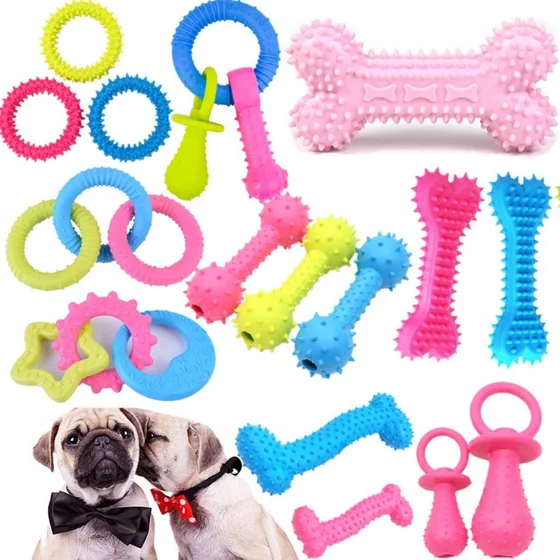 Brinquedo Cachorro 8un Mordedor Interativo Caes Anti Stress