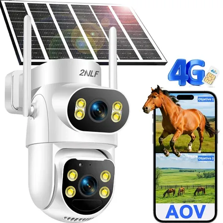 2NLF 4G Sim Card Solar Security Card 2 Lent 2 Screen Aov Camaras Vigilance