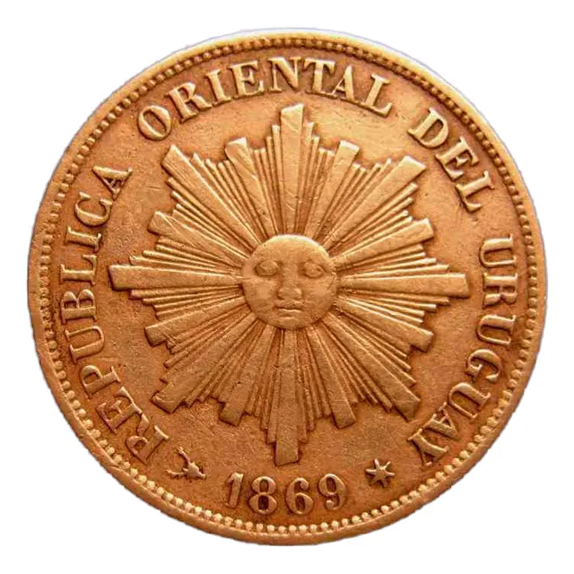 Uruguay Antigua 1 Centésimo 1869 Ceca H Impecable A/unc Vea.