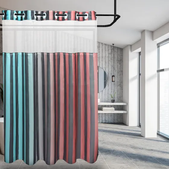 Kamspark Cortina Ducha Para Baño No Necesita Gancho Raya 72