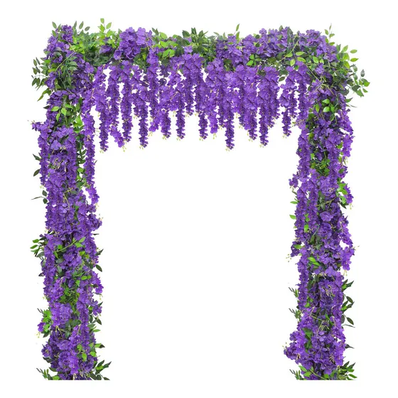 5pzs Flores Artificiales Wisteria Guirnalda Fiesta Boda 1.8m Color Lila All Might