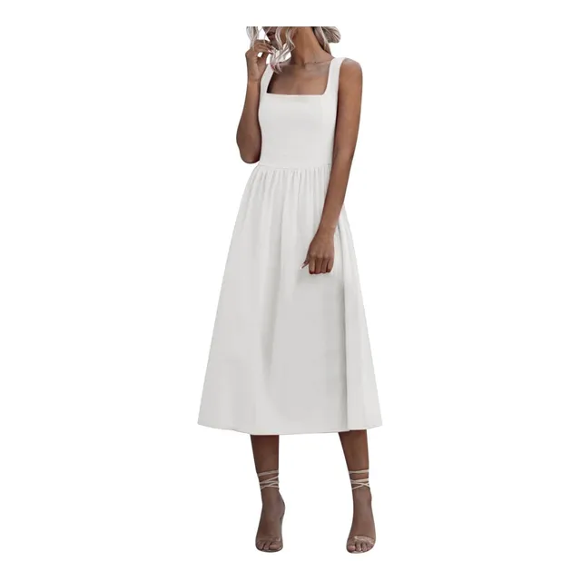 Kpytlbv Vestido Largo Verano Para Dama Casual Cuello Sin