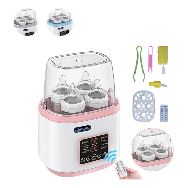 Esterilizador Calentador De Biberones Kiddos 8 En 1 Para Bebé Seguro Eficiente Practico Eléctrico Con Termostato Para Mamilas Leche Materna O Formula Fácil Uso Color Rosa