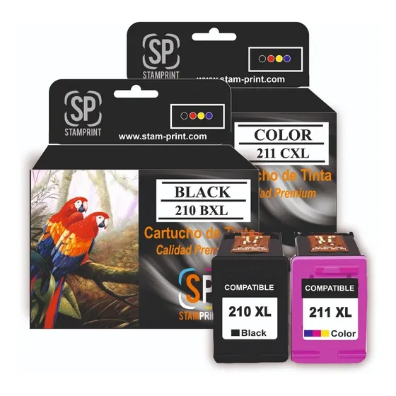  Cartuchos Tinta Canon 210 Y 211 Xl Negro Y Color Stamprint 