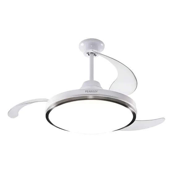 Ventilador de Techo Peabody Pe-vtrdc425b Blanco Con 3 Palas Transparentes de Acrílico Diámetro 42"