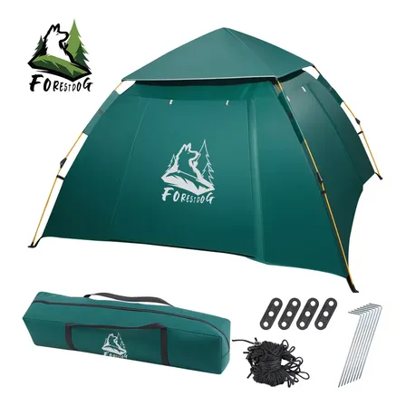 Barraca Pop Up Automática Forestdog Para Camping 4 Pessoas Impermeável Verde