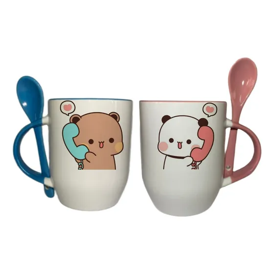 Taza De Bubu Y Dudu Fon En Pareja De Cuchara,